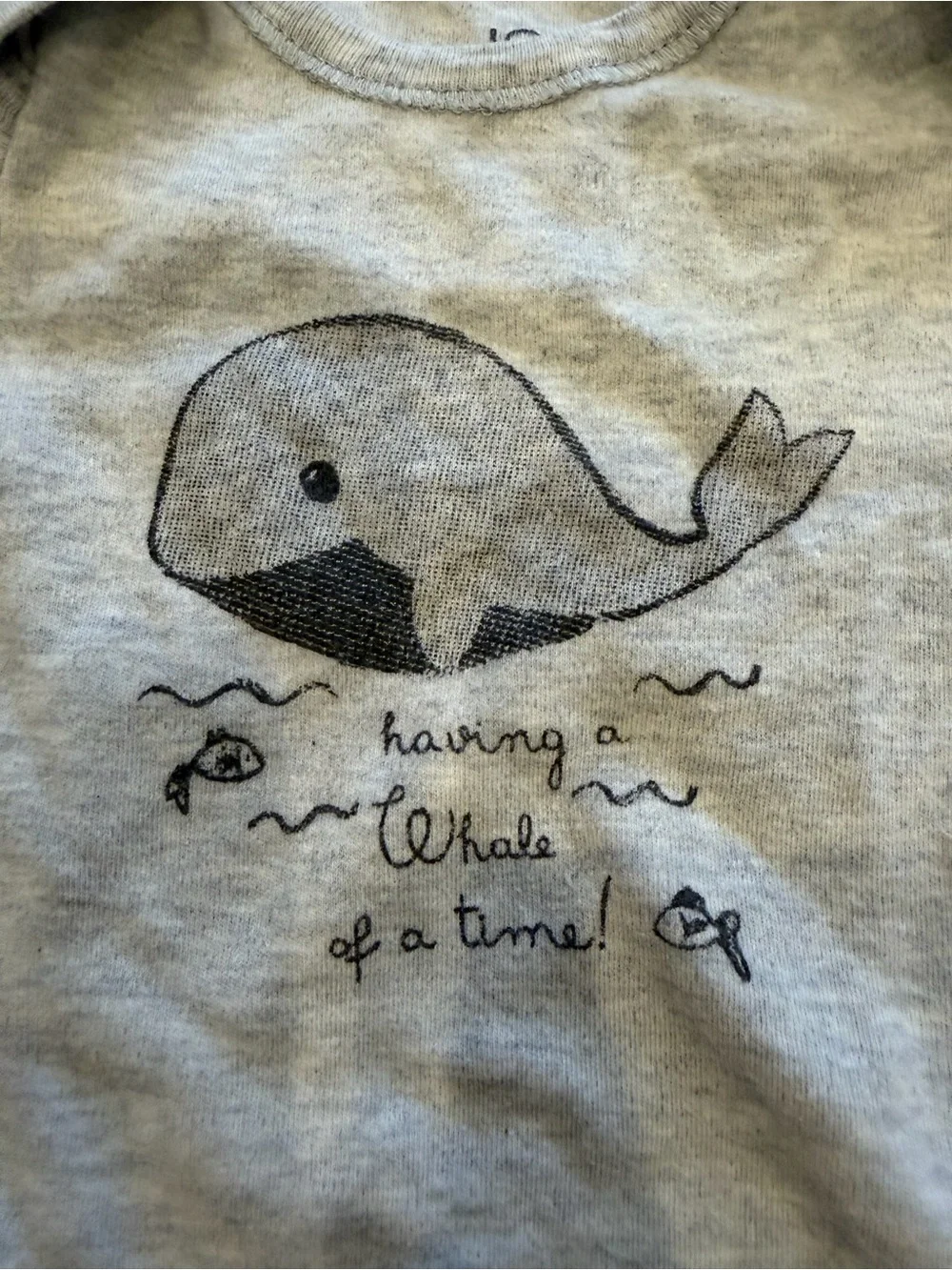 Joe Fresh Grey Whale Graphic Baby Bodysuit 0-3 Months